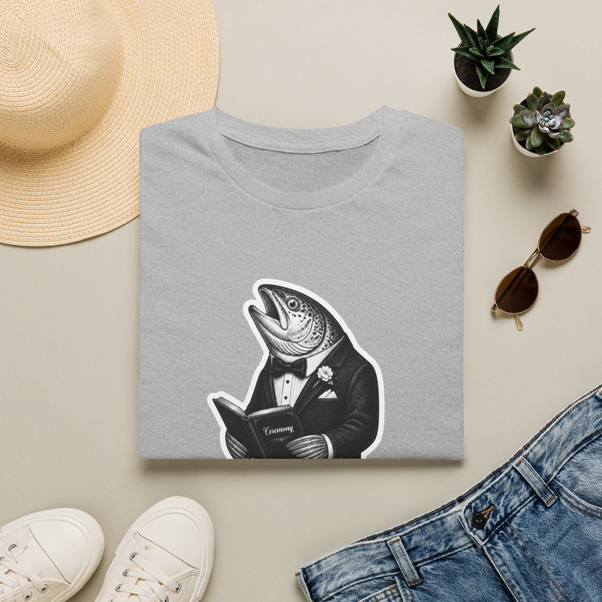 Salmon Gentleman T-Shirt — Dapper Fish Graphic Tee