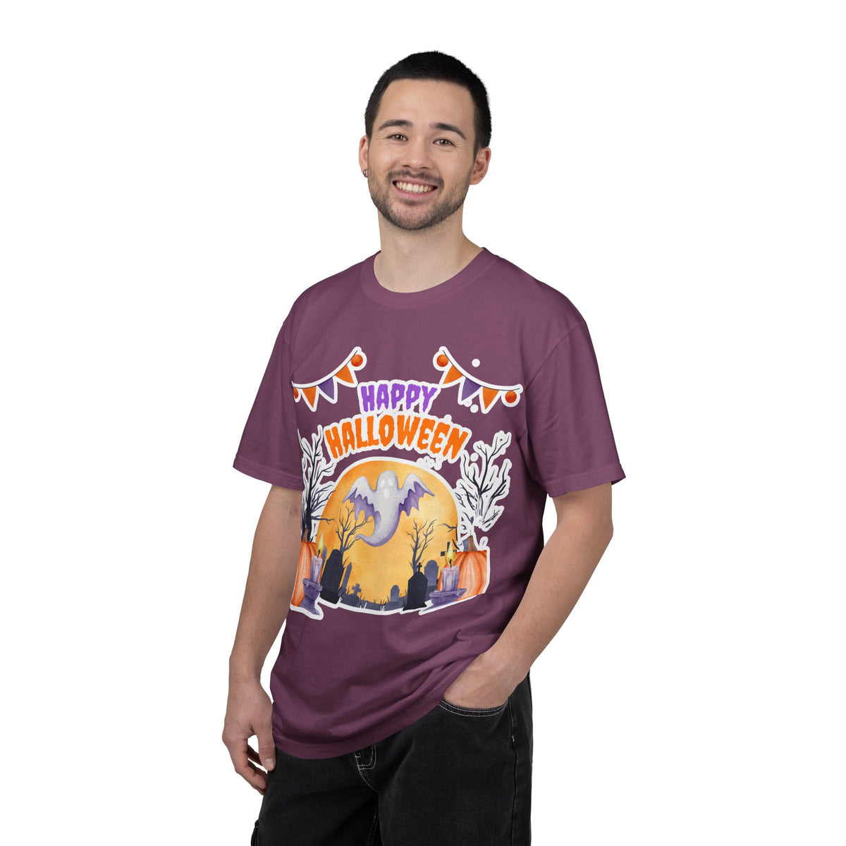 Happy Halloween T-Shirt — Ghost & Pumpkin Halloween Tee