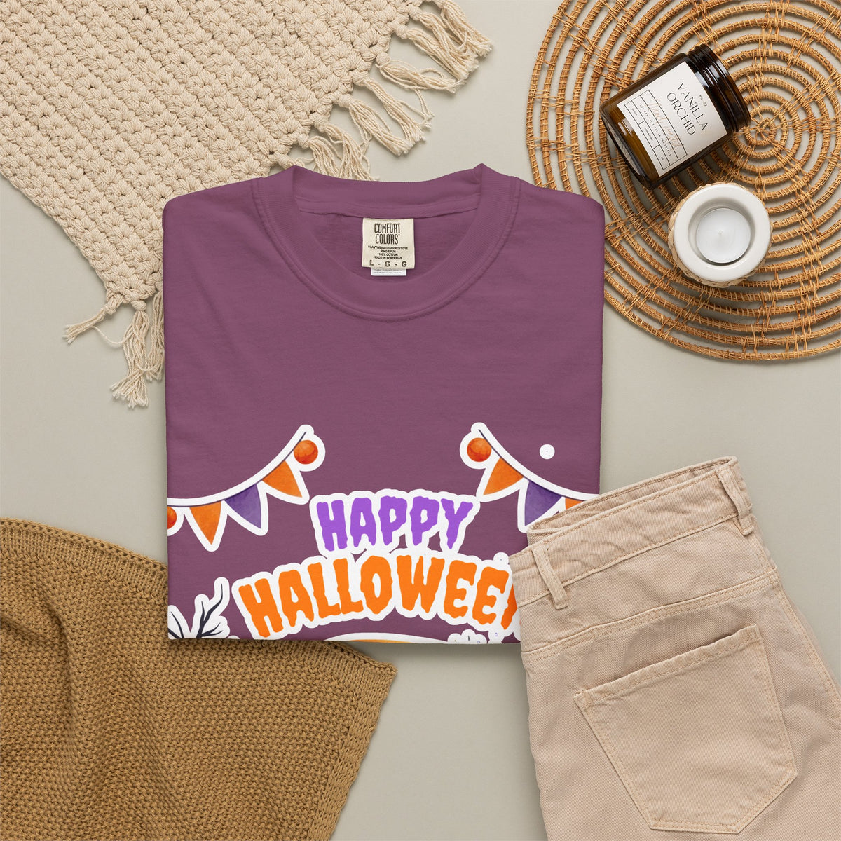 Happy Halloween T-Shirt — Ghost, Pumpkins & Graveyard Halloween Tee