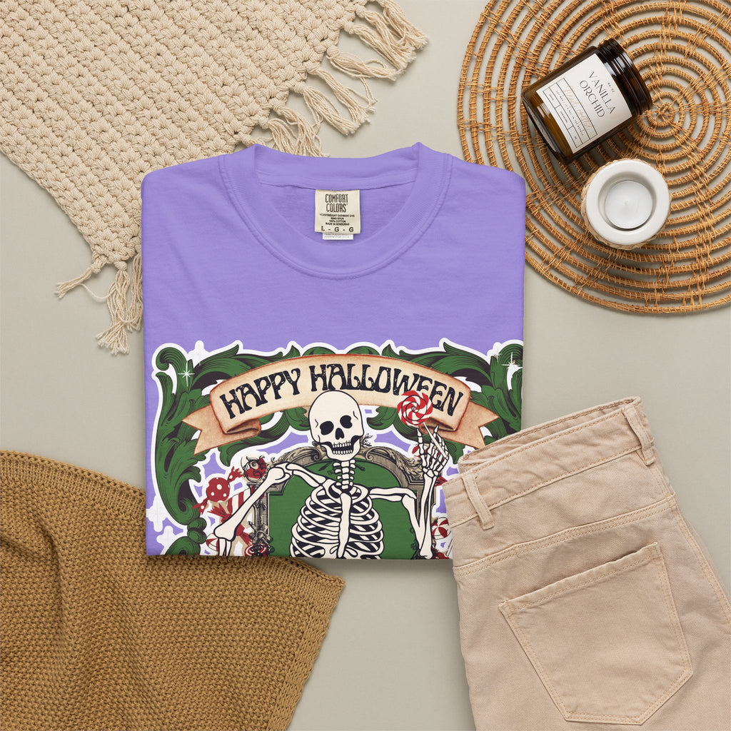 Happy Halloween Skeleton T-Shirt — Vintage Trick or Treat Graphic Tee