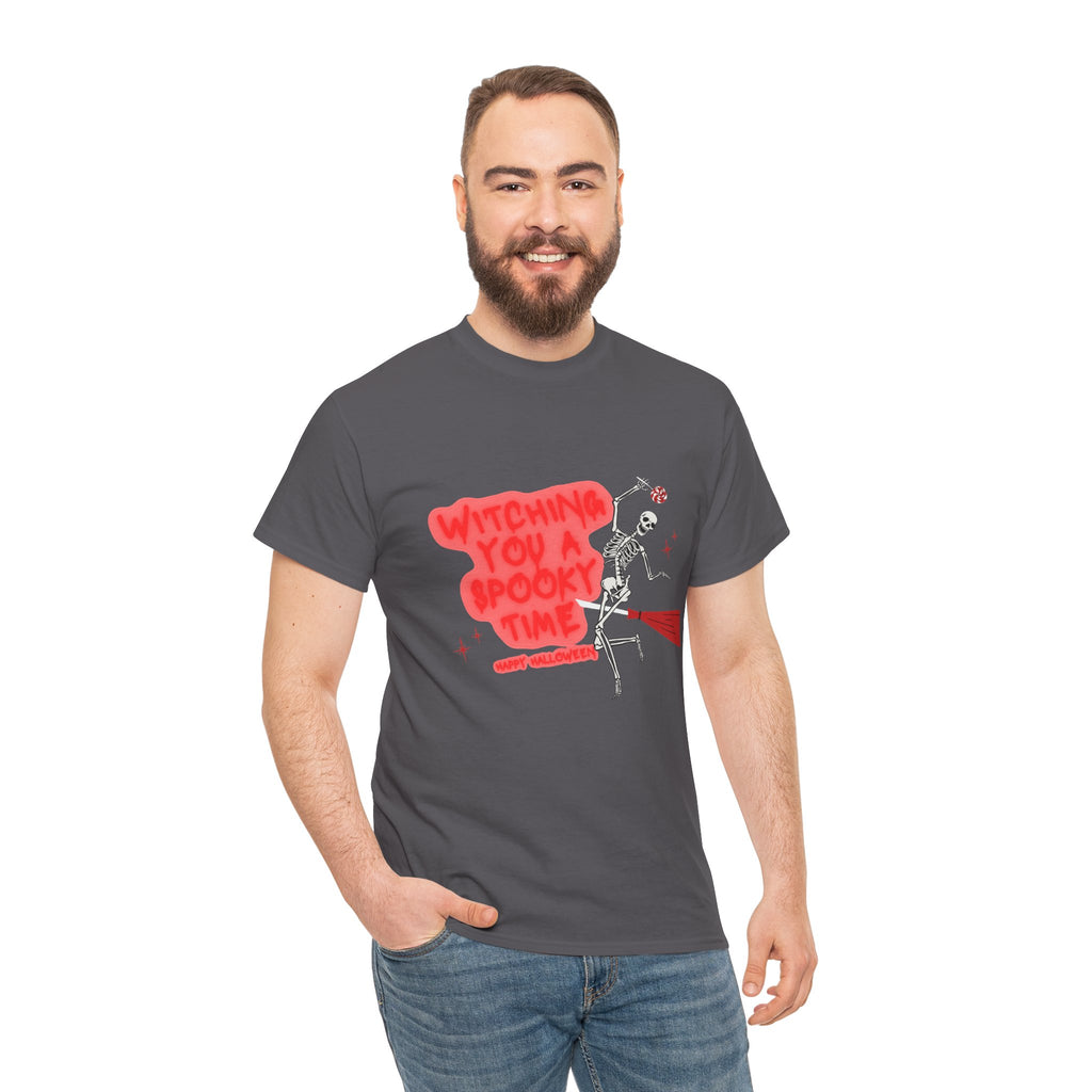 Skeleton 'Witching You a Spooky Time' Halloween T-Shirt
