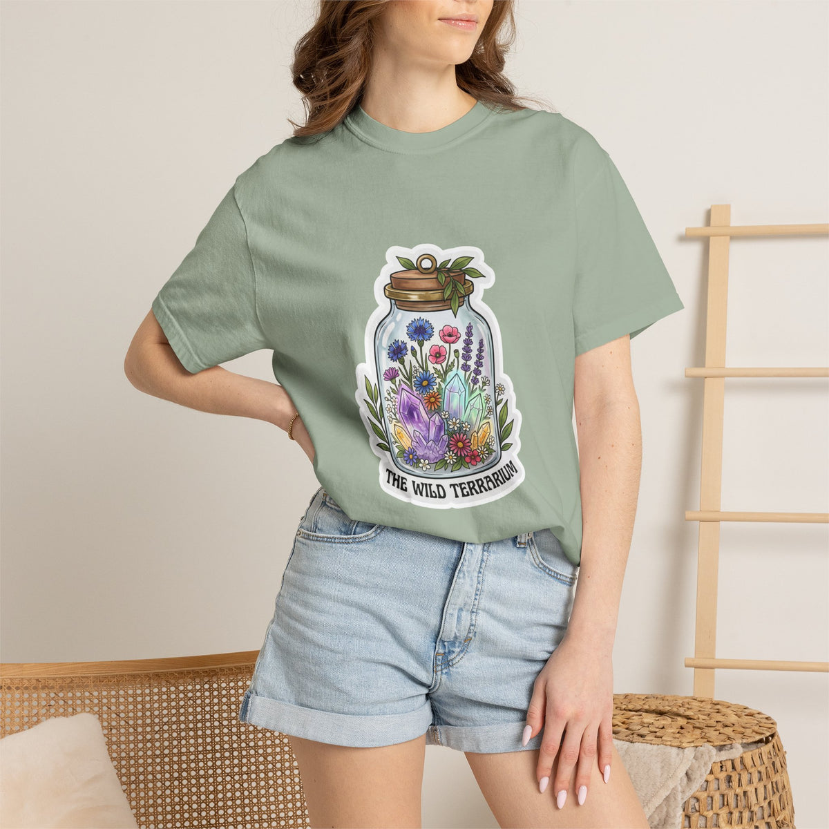 Terrarium Floral T-Shirt — "The Wild Terrarium" Botanical Jar Tee