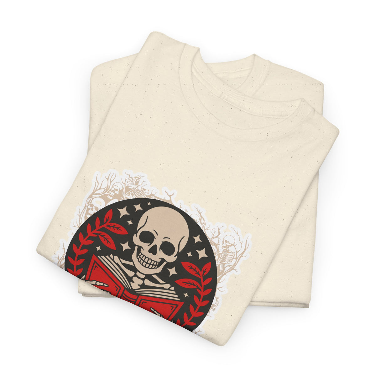 Spooky Halloween Skull Tee — Vintage Skeleton Reading Book Halloween T-Shirt