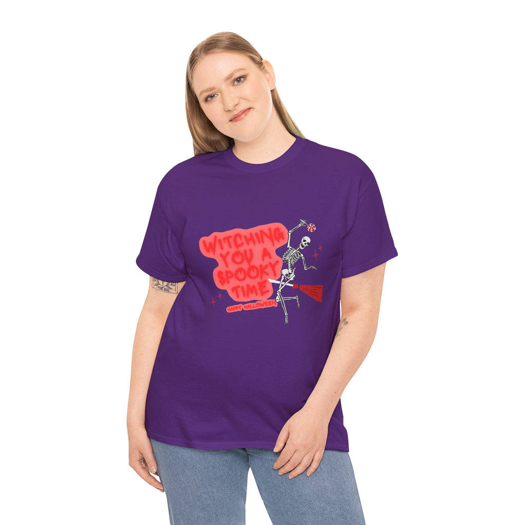 Skeleton 'Witching You a Spooky Time' Halloween T-Shirt