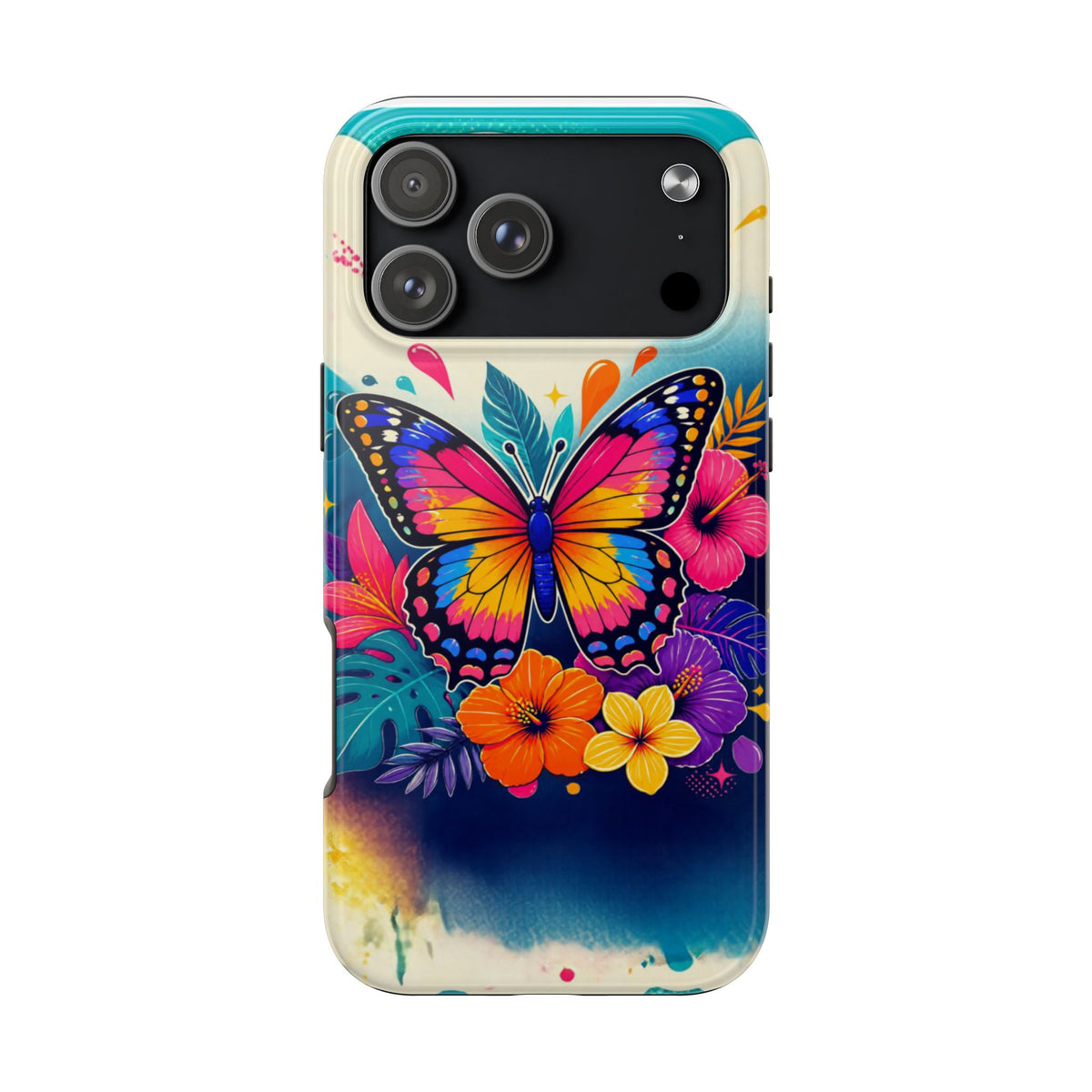 Butterfly Floral Tough Phone Case — Colorful Protective Phone Cover