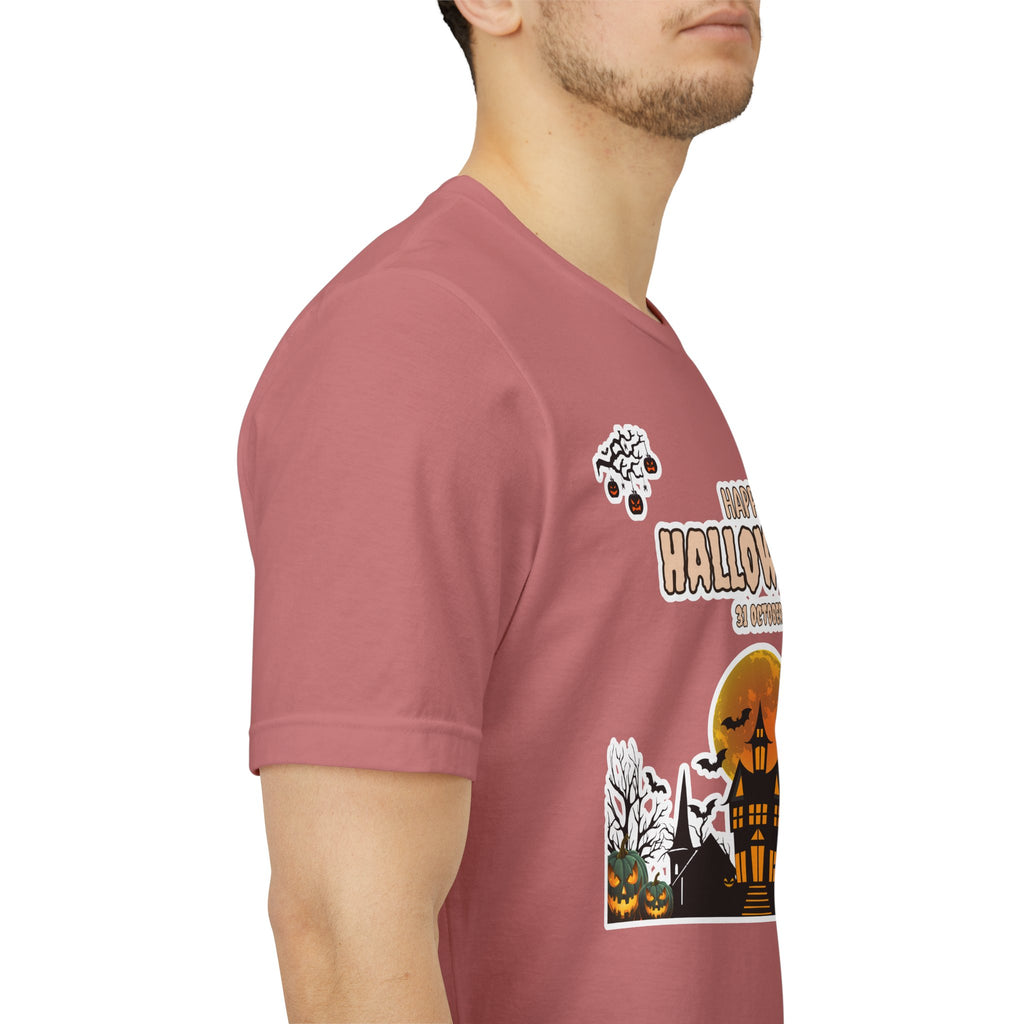 Halloween Haunted House T-Shirt — "Happy Halloween" Pumpkin Spooky Tee