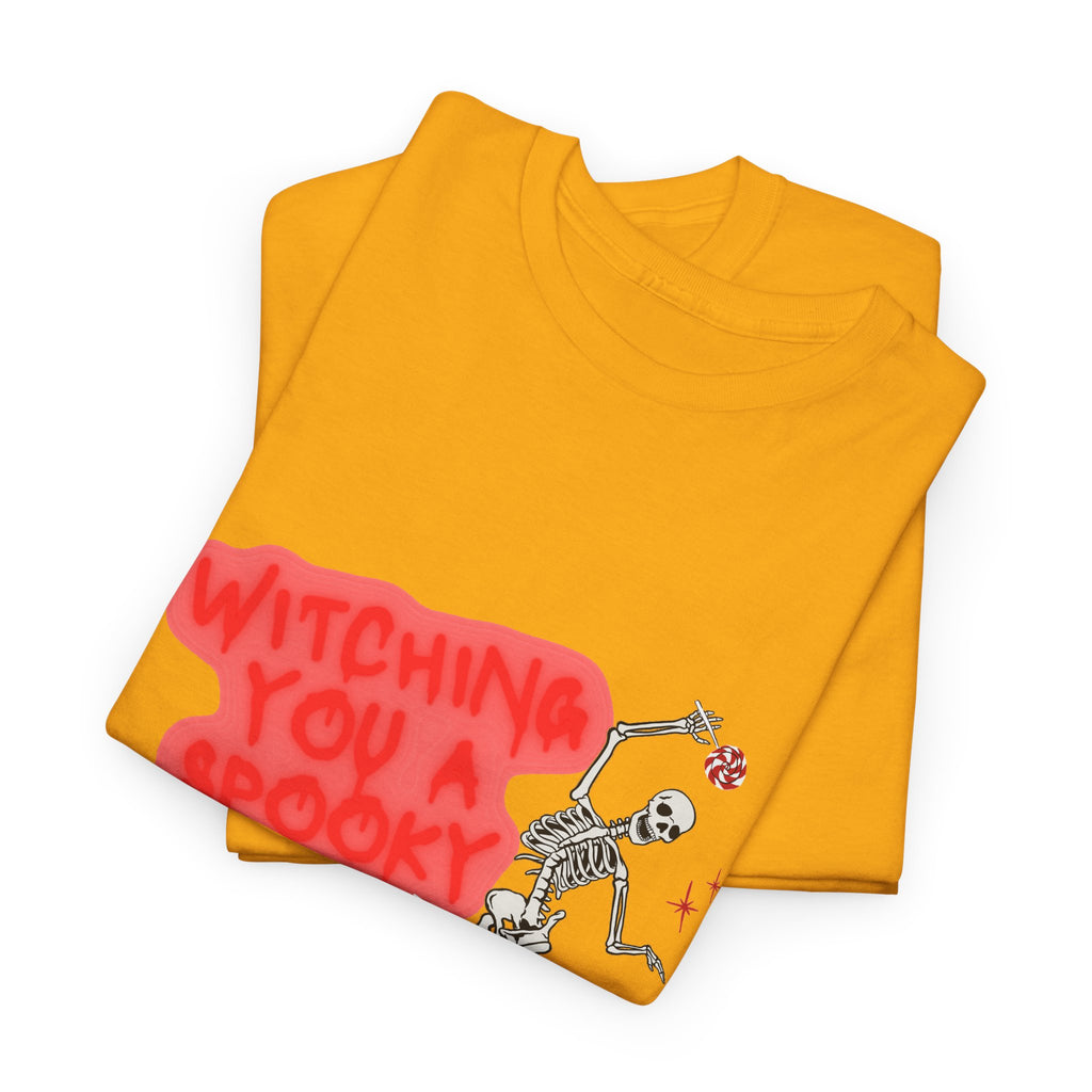 Skeleton 'Witching You a Spooky Time' Halloween T-Shirt
