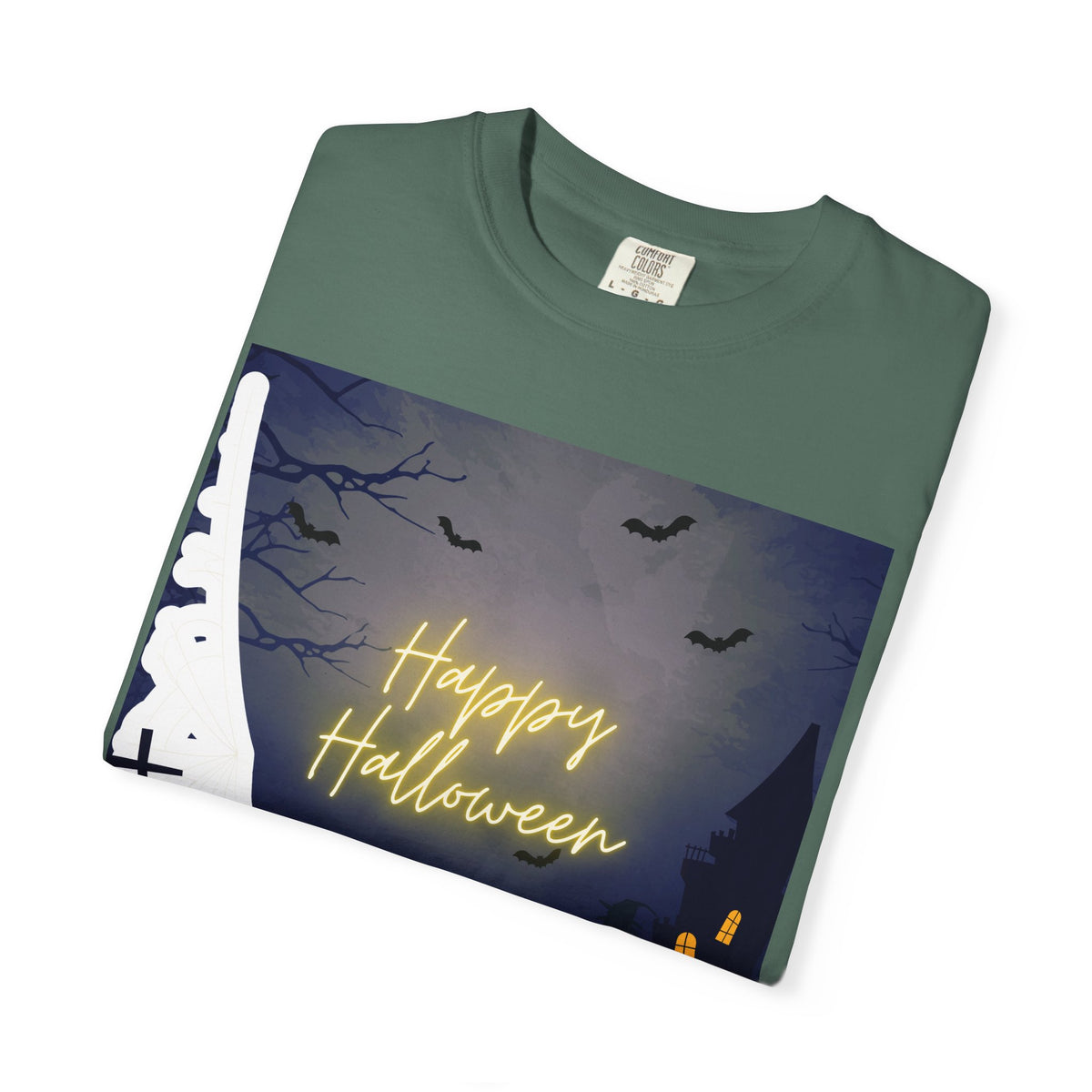 Halloween Night T-Shirt — "Happy Halloween" Haunted Graveyard Design