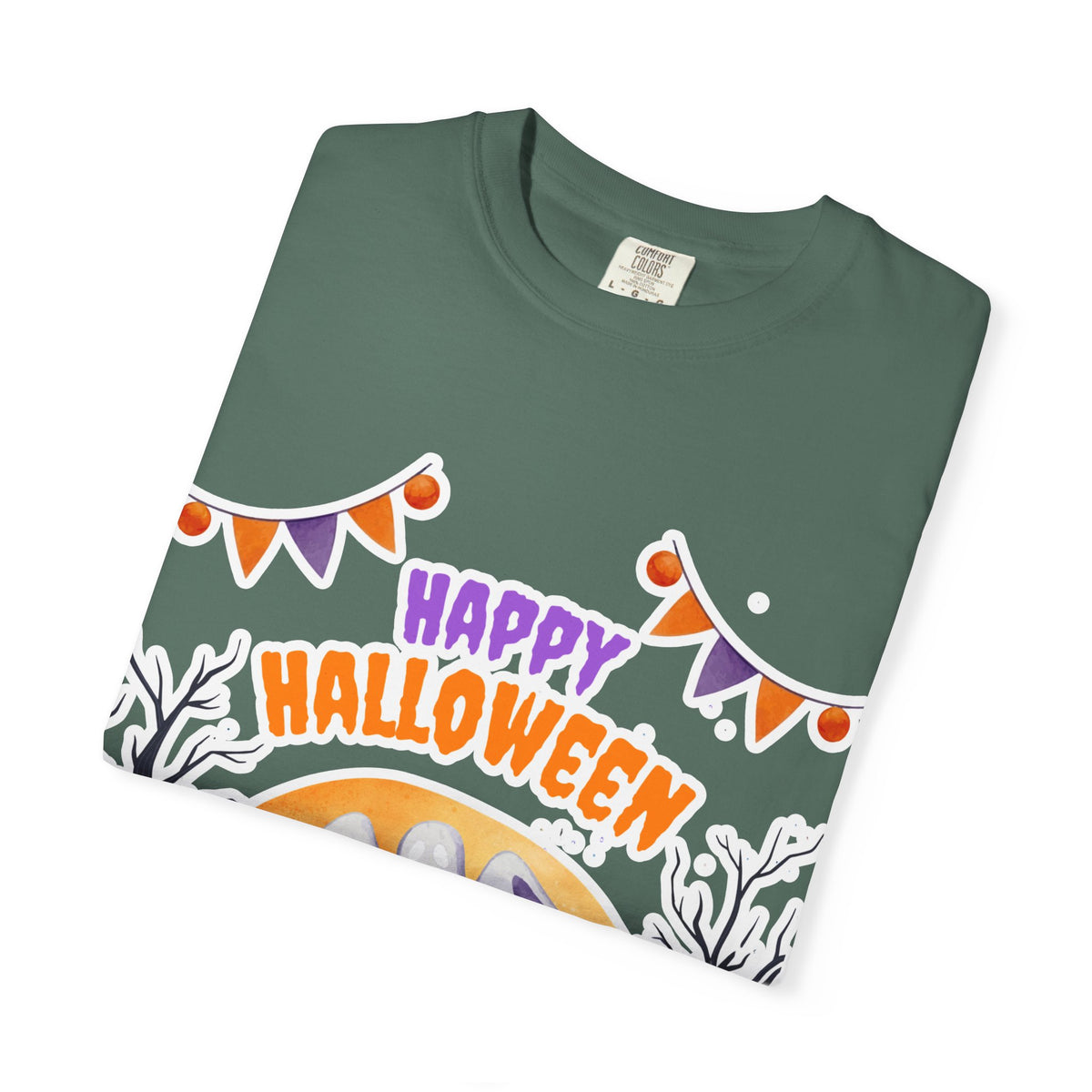 Happy Halloween T-Shirt — Ghost, Pumpkins & Graveyard Halloween Tee