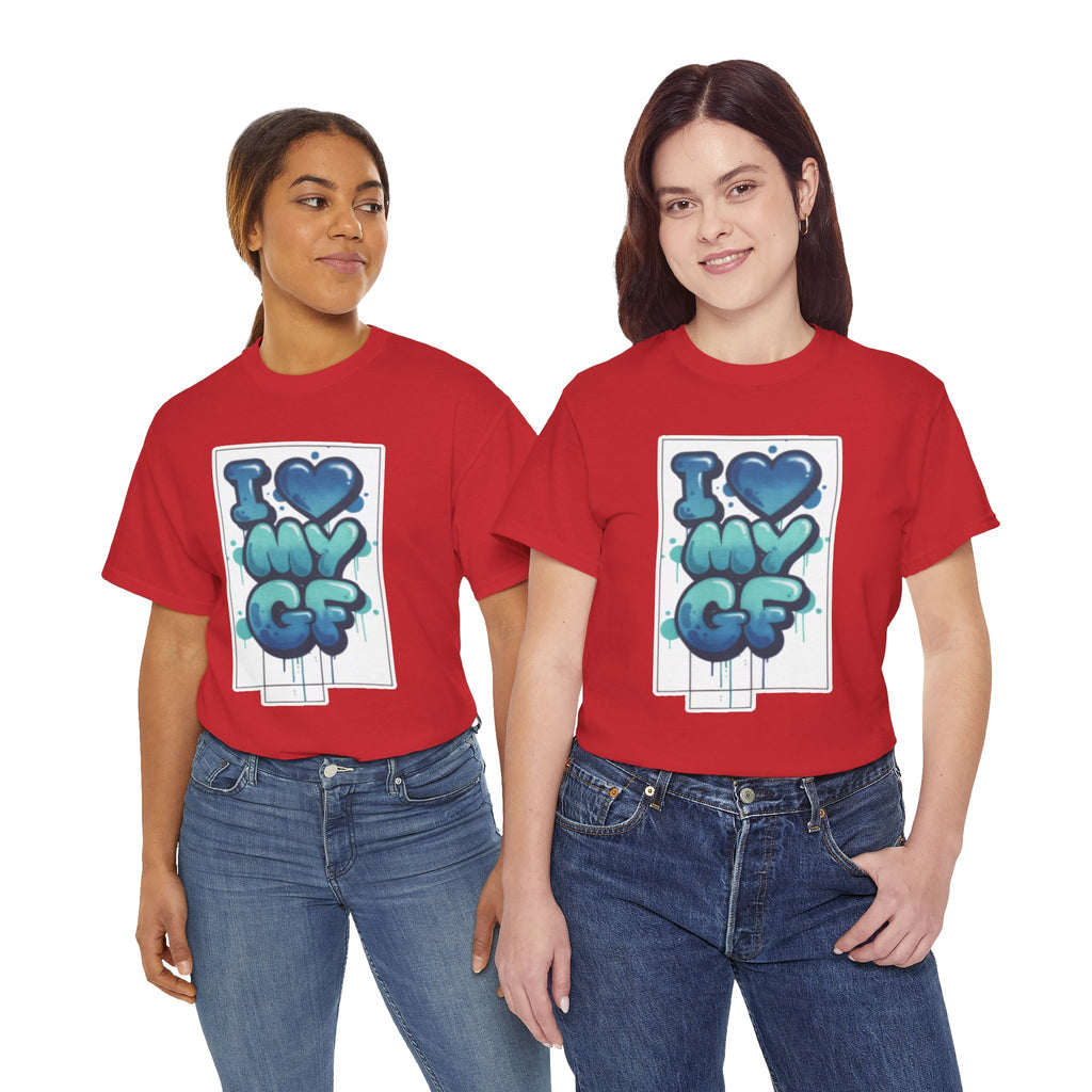 I LOVE My GF T-Shirt — Cute Blue Graffiti Love Tee for Girlfriend Gifts