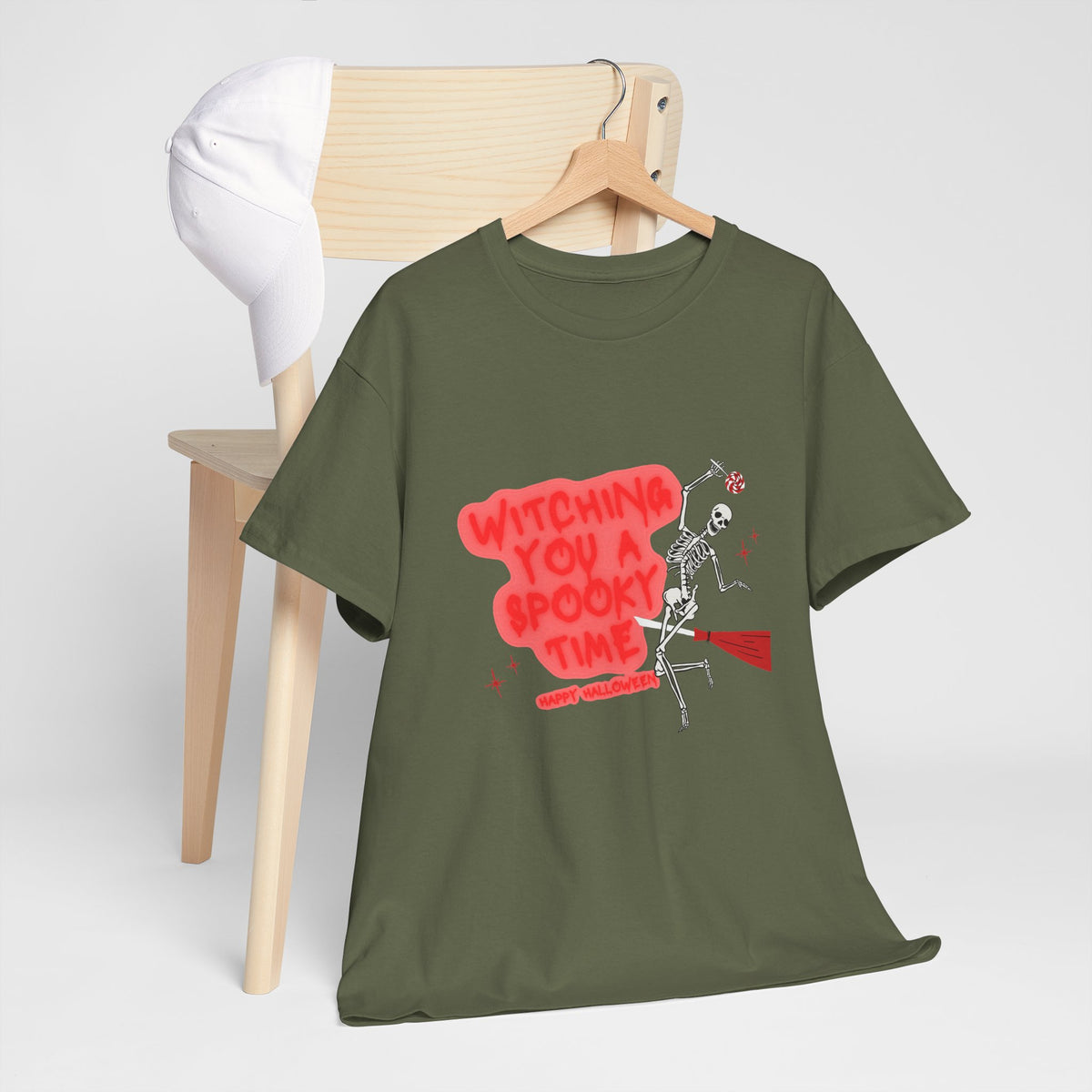 Skeleton 'Witching You a Spooky Time' Halloween T-Shirt