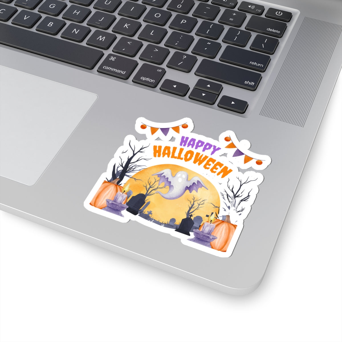 Happy Halloween Ghost Sticker — Cute Spooky Kiss-Cut Halloween Decal
