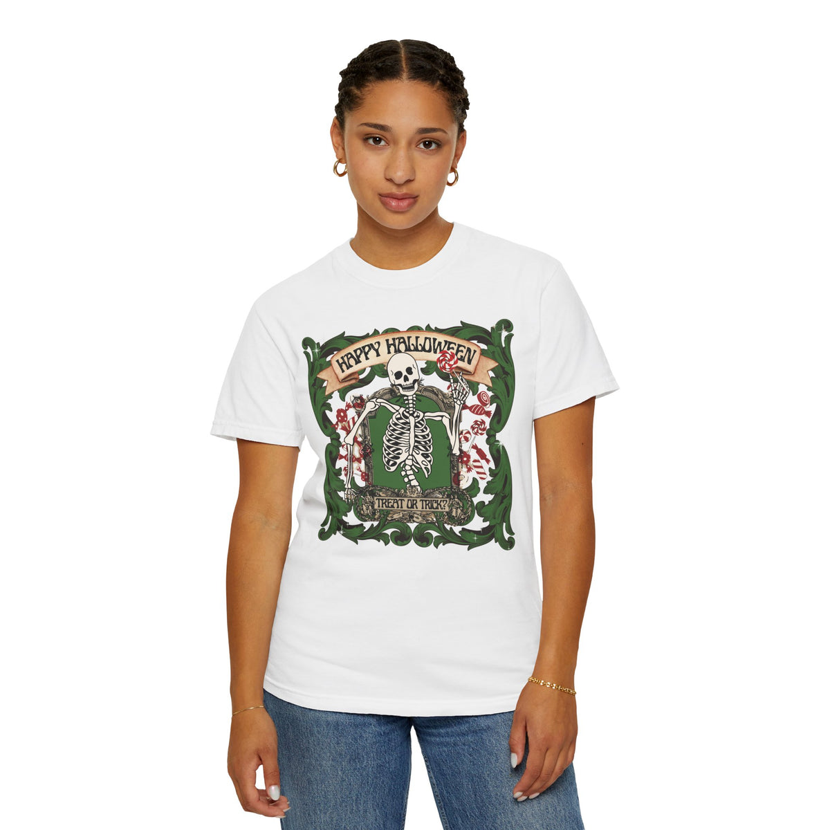 Happy Halloween Skeleton T-Shirt — Vintage Trick or Treat Graphic Tee