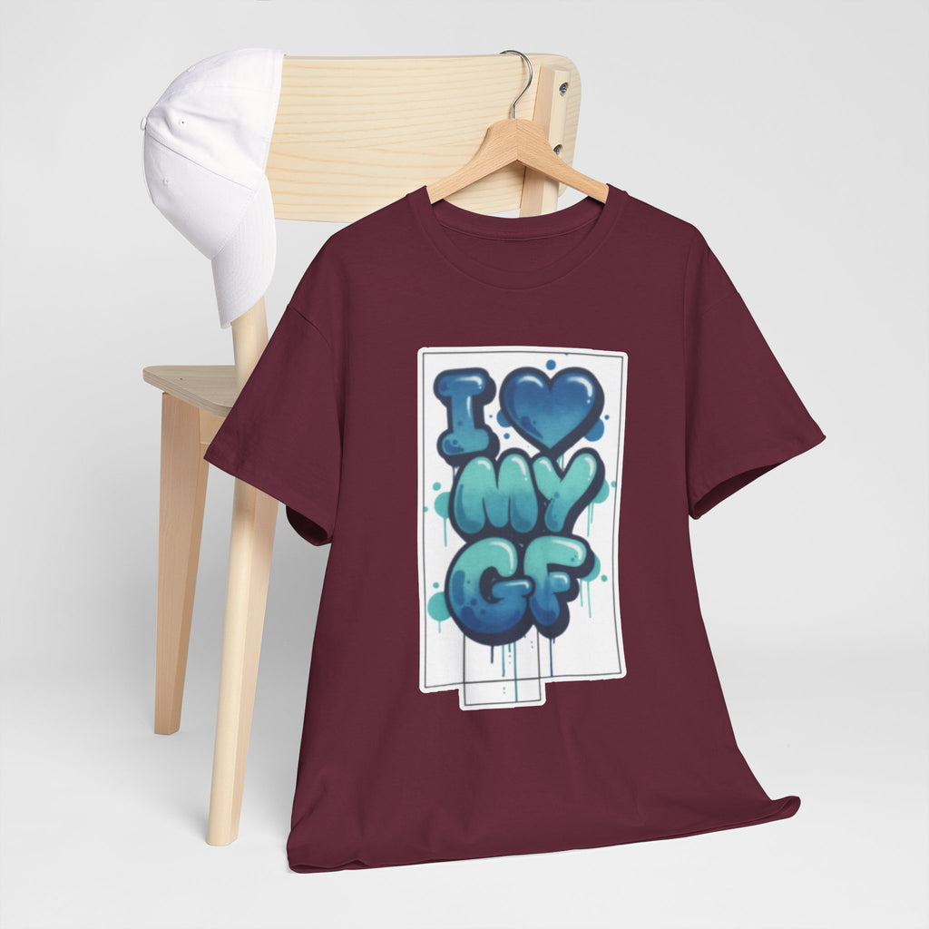 I LOVE My GF T-Shirt — Cute Blue Graffiti Love Tee for Girlfriend Gifts