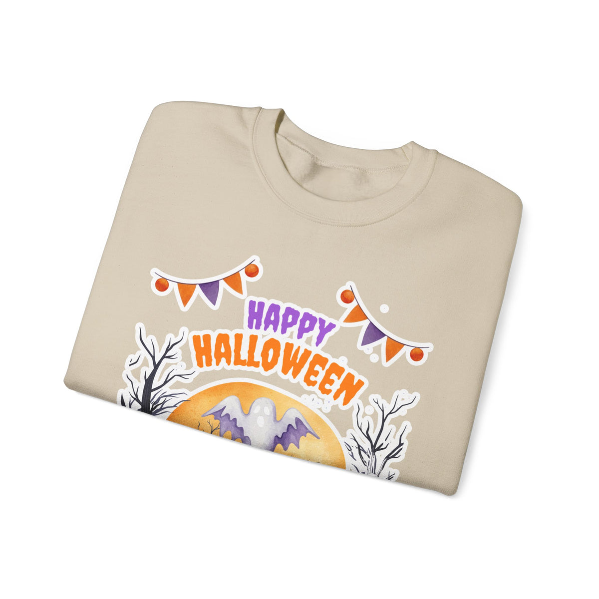 Happy Halloween Crewneck Sweatshirt — Cute Ghost Pumpkin Halloween Sweater