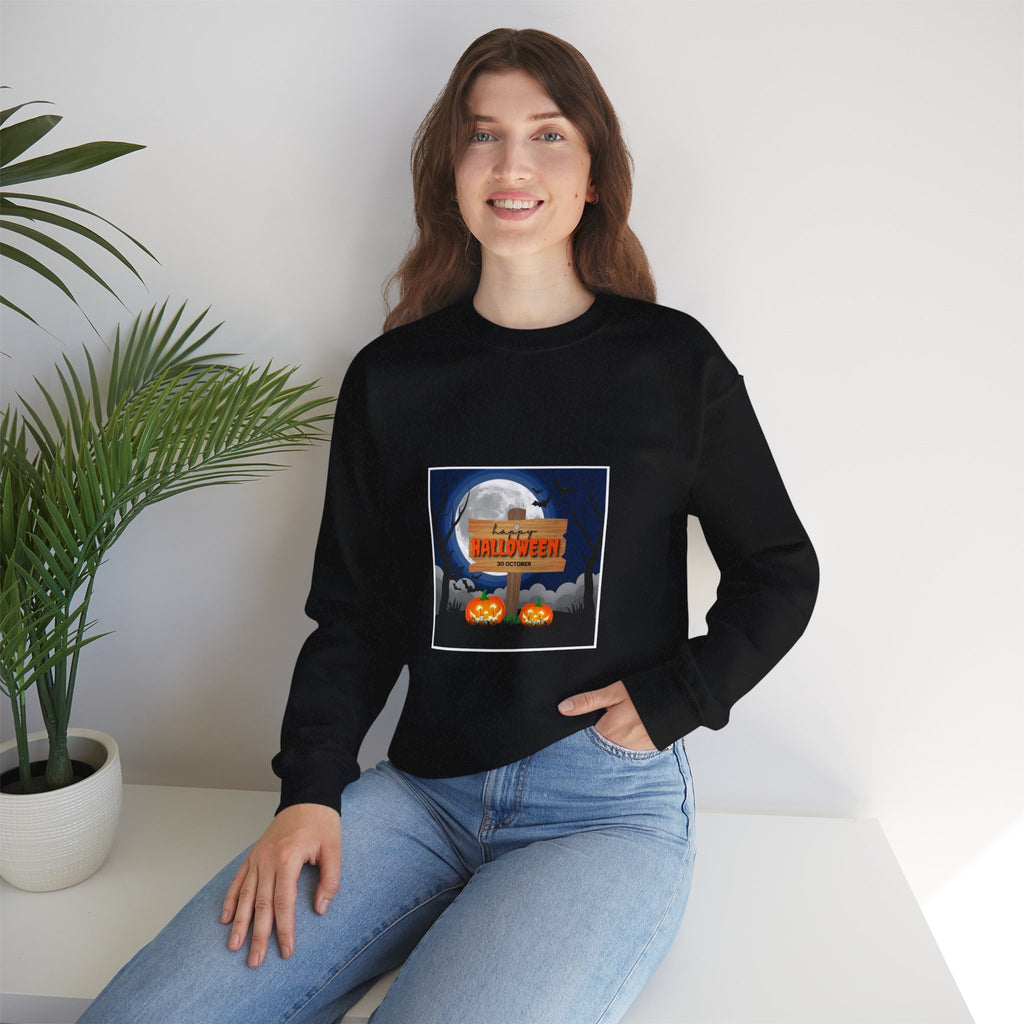 Halloween Crewneck Sweatshirt - Spooky Night Pumpkins Design