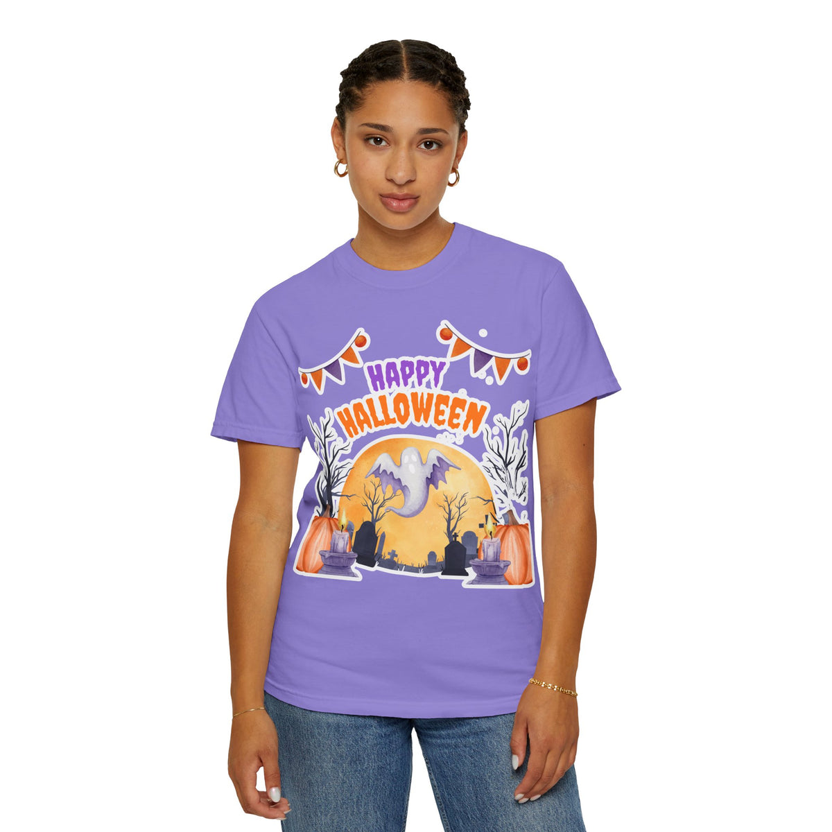 Happy Halloween T-Shirt — Ghost & Pumpkin Halloween Tee