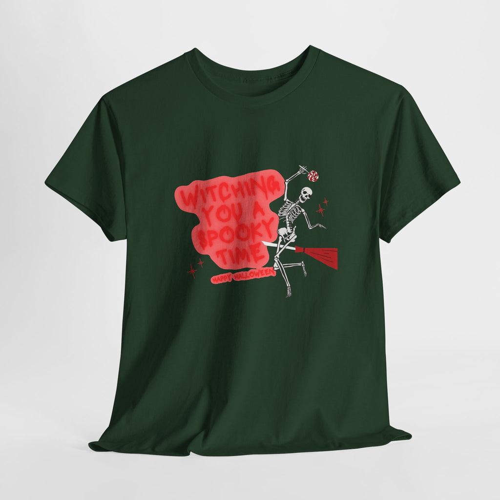 Skeleton 'Witching You a Spooky Time' Halloween T-Shirt