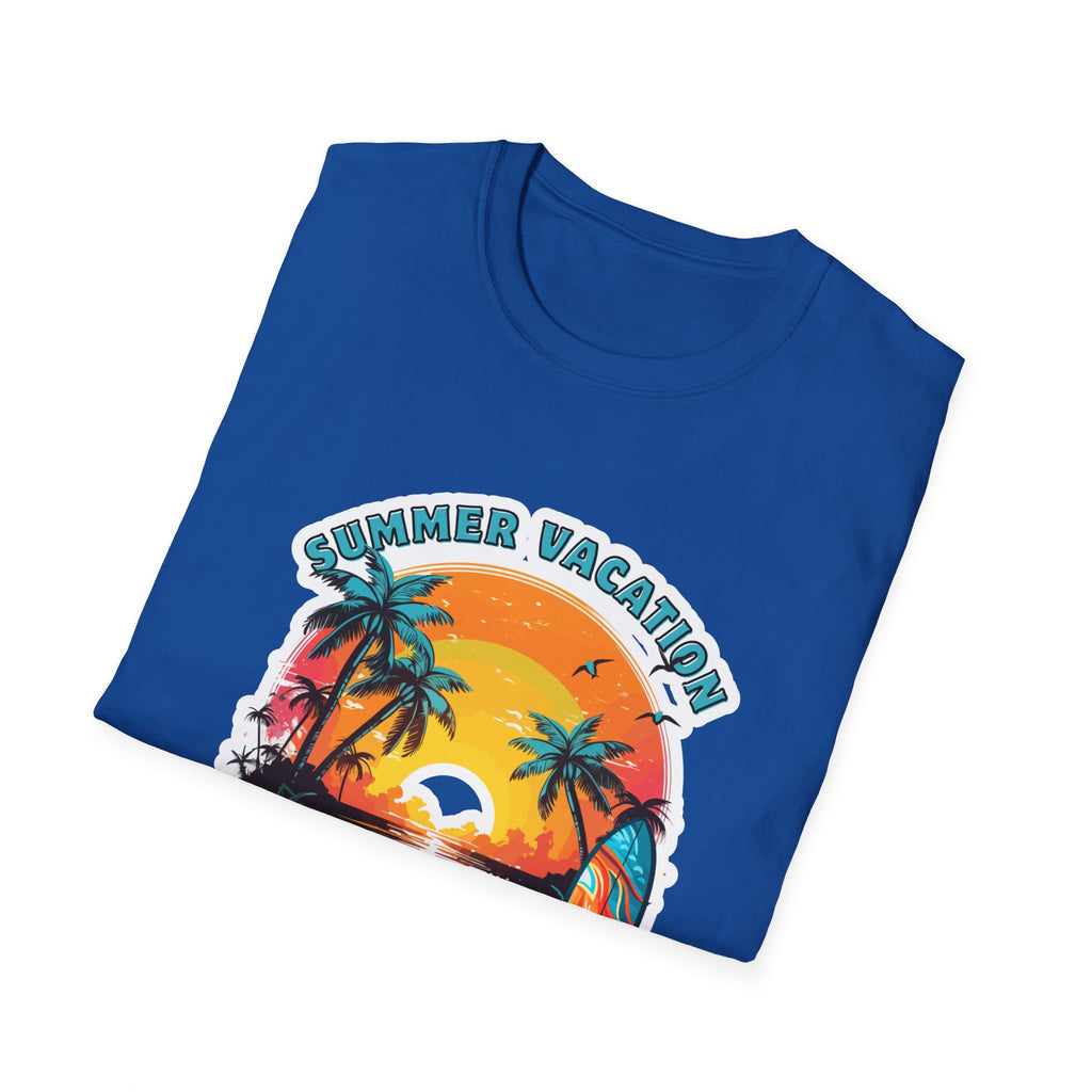 Summer Vacation T-Shirt – Tropical Sunset Surf Graphic