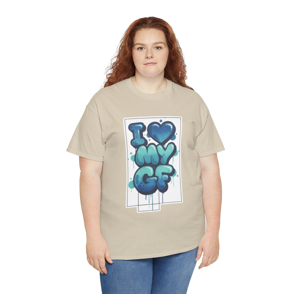 I LOVE My GF T-Shirt — Cute Blue Graffiti Love Tee for Girlfriend Gifts