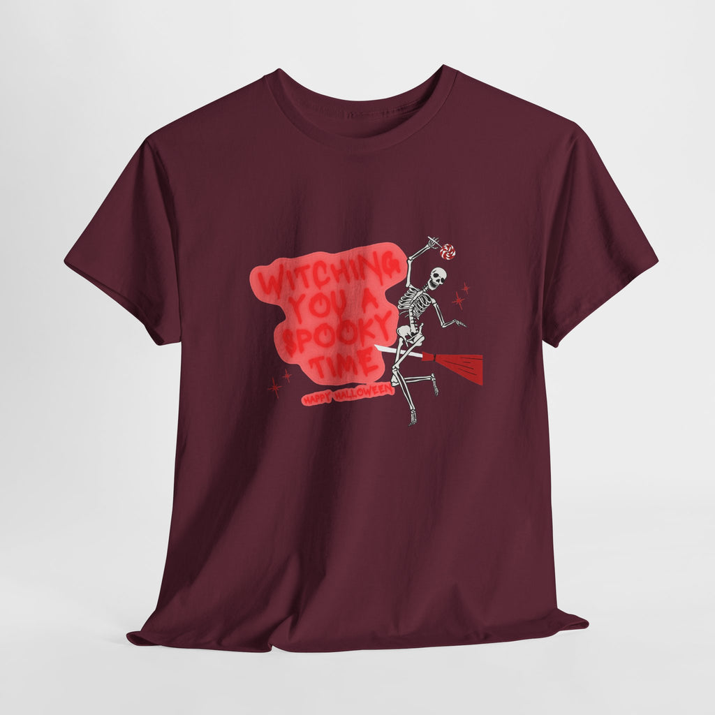Skeleton 'Witching You a Spooky Time' Halloween T-Shirt