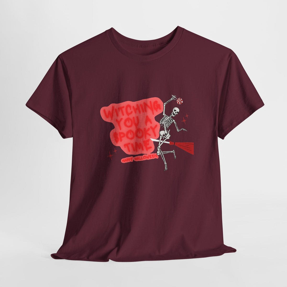 Skeleton 'Witching You a Spooky Time' Halloween T-Shirt