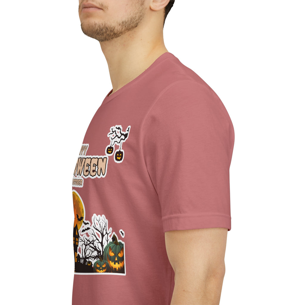Halloween Haunted House T-Shirt — "Happy Halloween" Pumpkin Spooky Tee