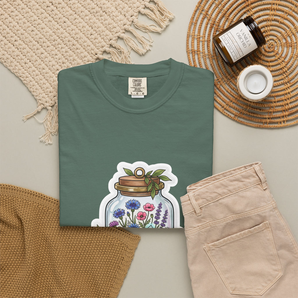 Terrarium Floral T-Shirt — "The Wild Terrarium" Botanical Jar Tee