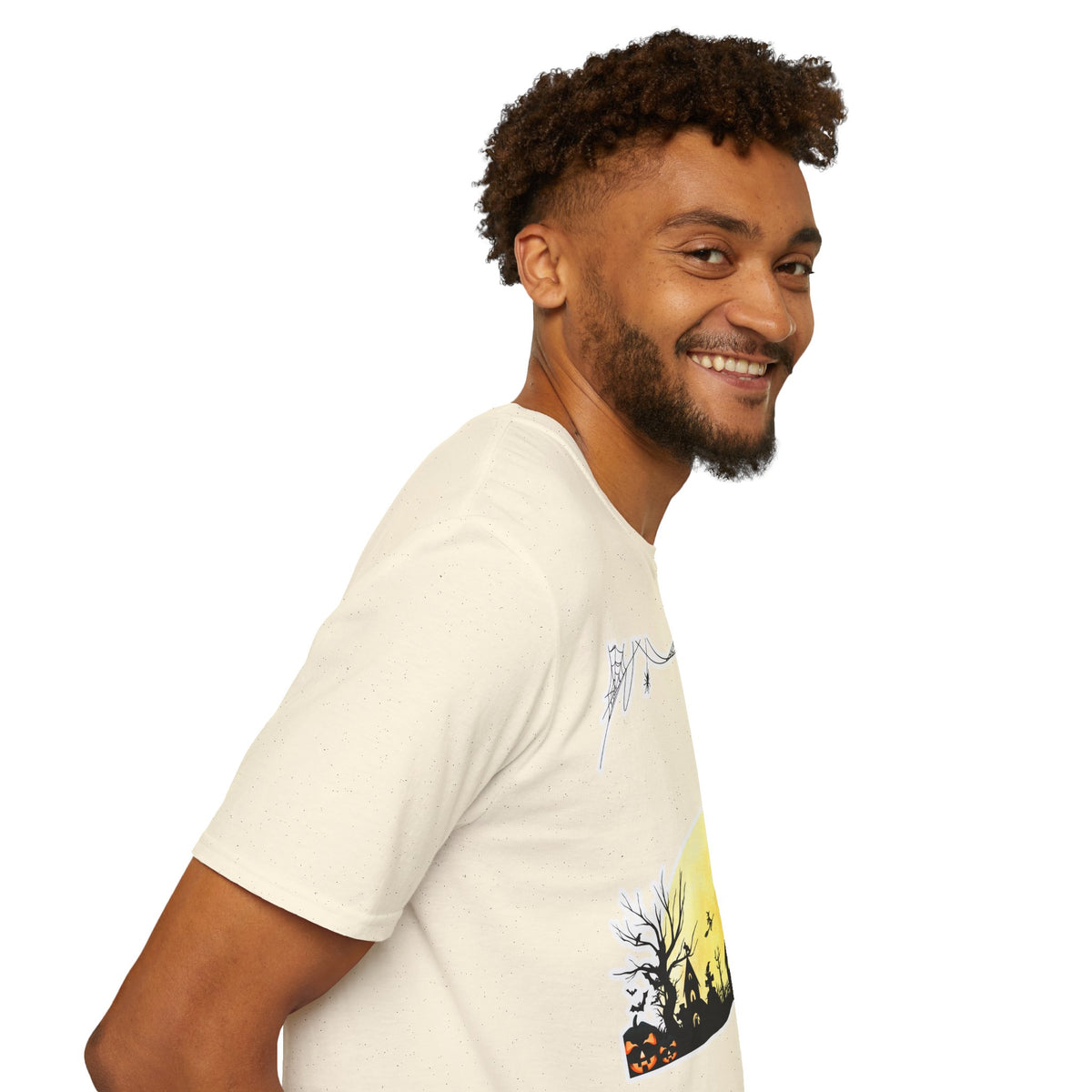 Halloween Moon Silhouette T-Shirt — Spooky Graveyard Pumpkin Scene