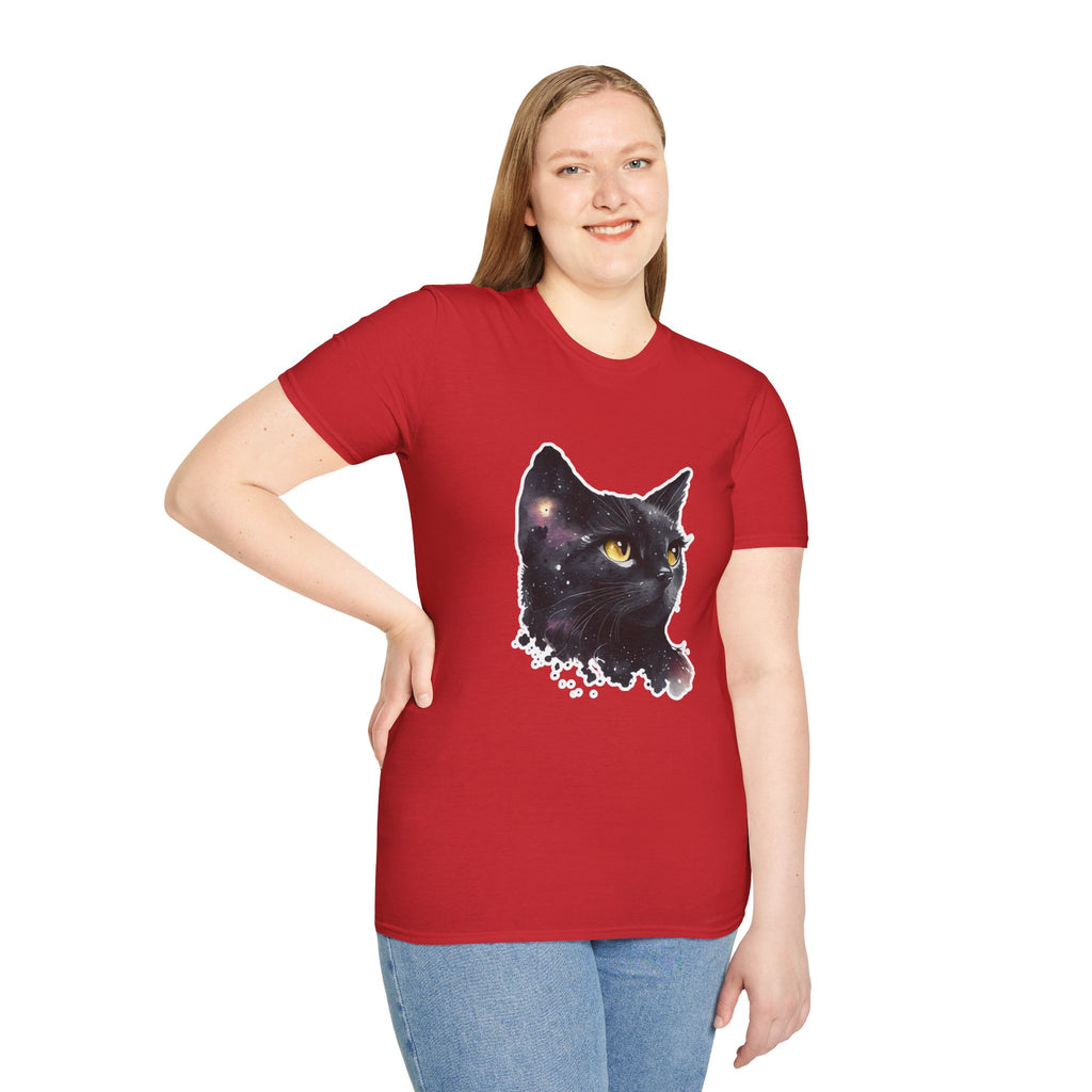 Galaxy Black Cat T-Shirt — Cosmic Cat Portrait Tee