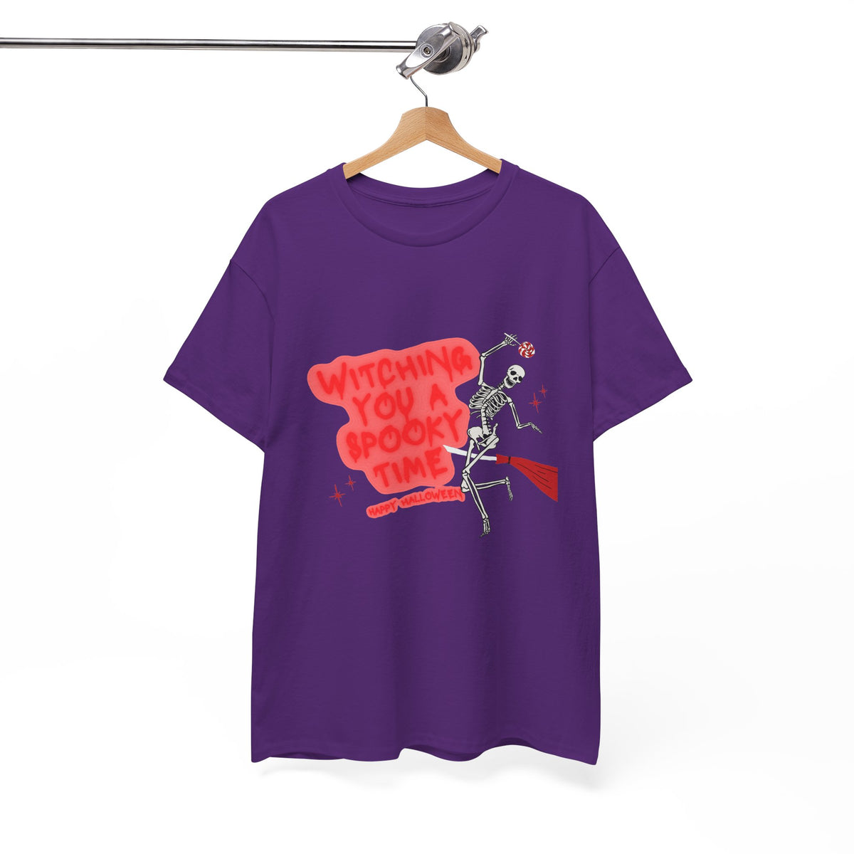 Skeleton 'Witching You a Spooky Time' Halloween T-Shirt