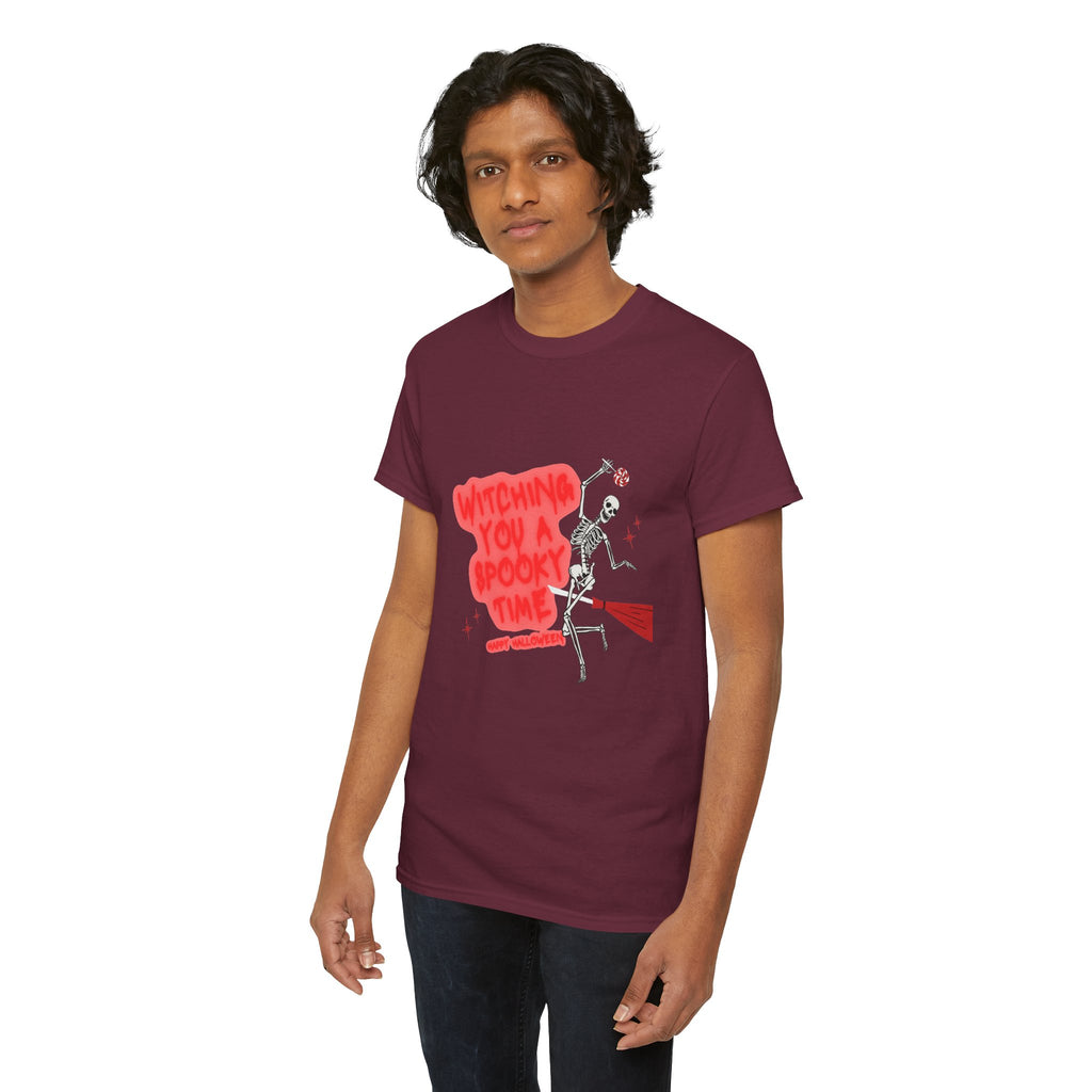 Skeleton 'Witching You a Spooky Time' Halloween T-Shirt