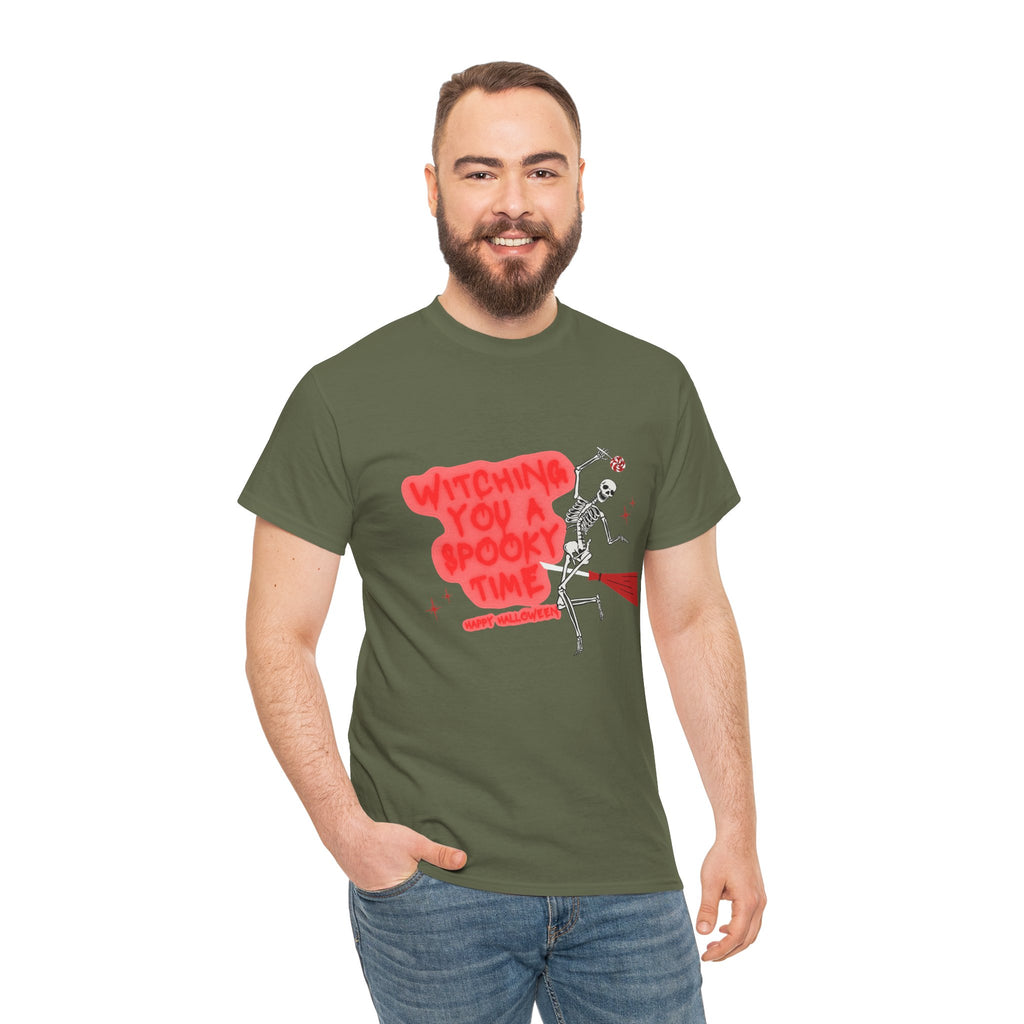 Skeleton 'Witching You a Spooky Time' Halloween T-Shirt