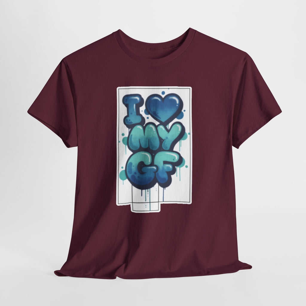 I LOVE My GF T-Shirt — Cute Blue Graffiti Love Tee for Girlfriend Gifts