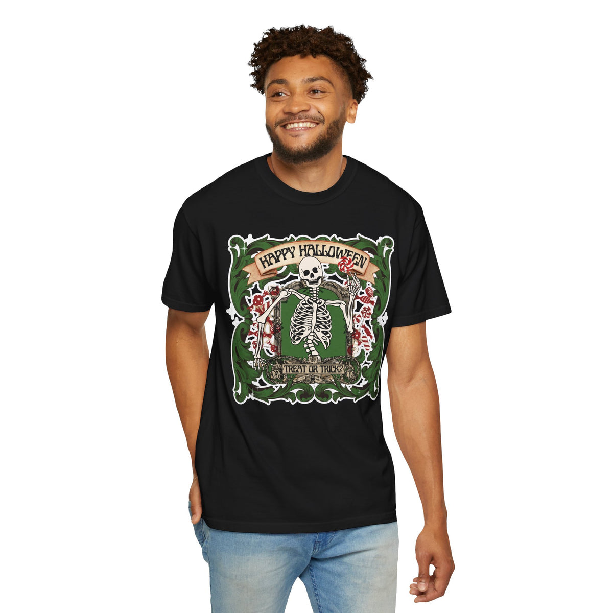 Happy Halloween Skeleton T-Shirt — Vintage Trick or Treat Graphic Tee