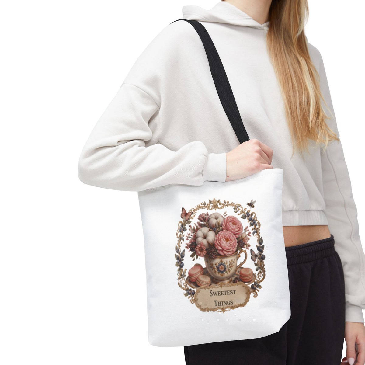 Vintage Floral Bouquet Tote — "Sweetest Things" Canvas Bag