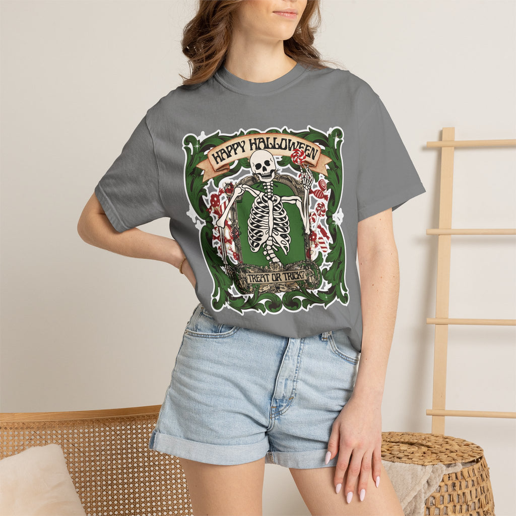 Happy Halloween Skeleton T-Shirt — Vintage Trick or Treat Graphic Tee