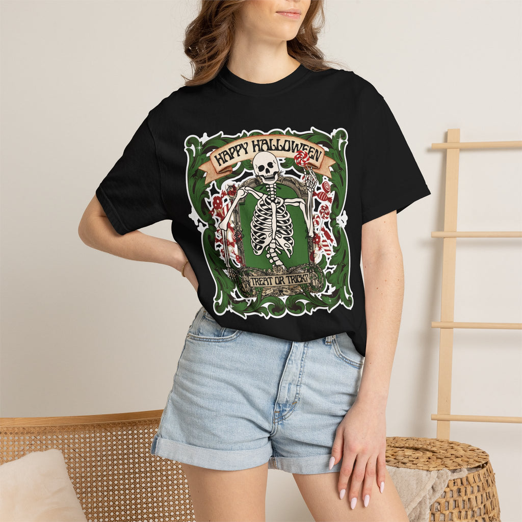 Happy Halloween Skeleton T-Shirt — Vintage Trick or Treat Graphic Tee