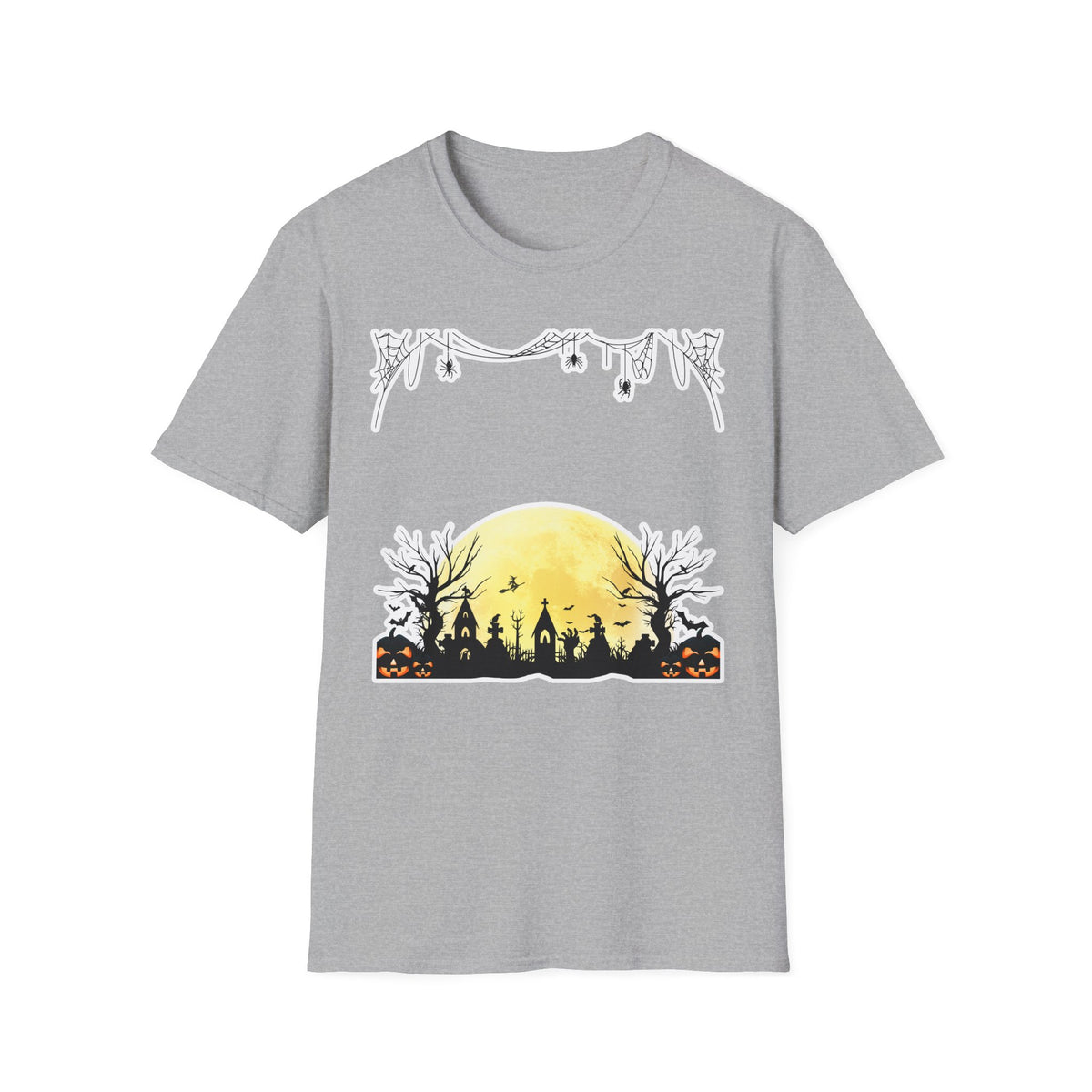 Halloween Moon Silhouette T-Shirt — Spooky Graveyard Pumpkin Scene