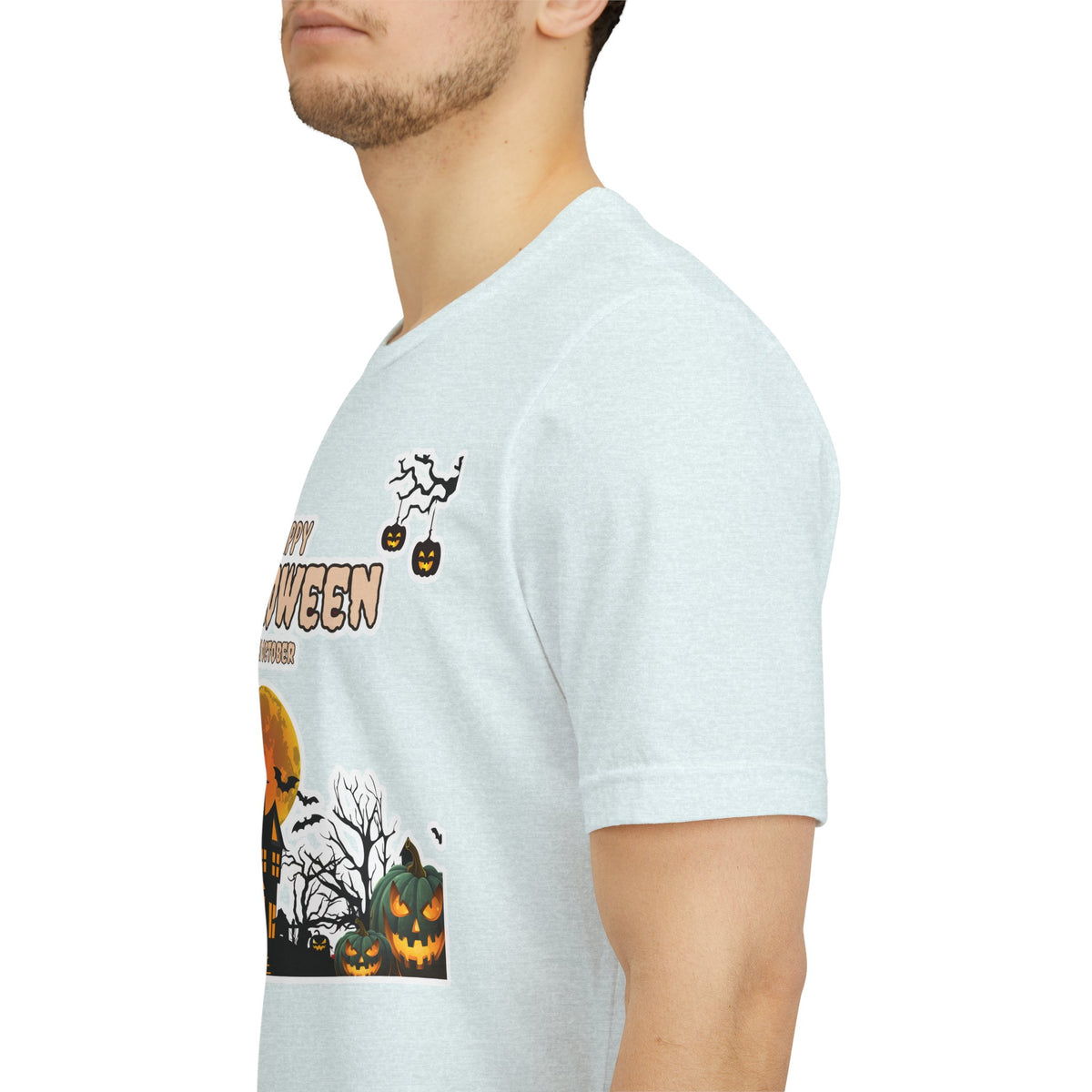 Halloween Haunted House T-Shirt — "Happy Halloween" Pumpkin Spooky Tee