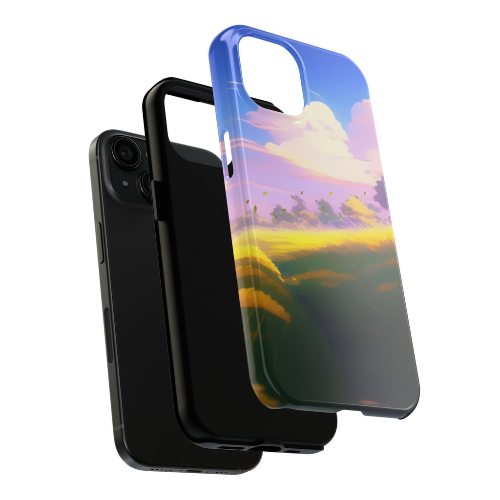 Scenic Sunset Field Tough Phone Case — Pastel Sky Landscape iPhone Case