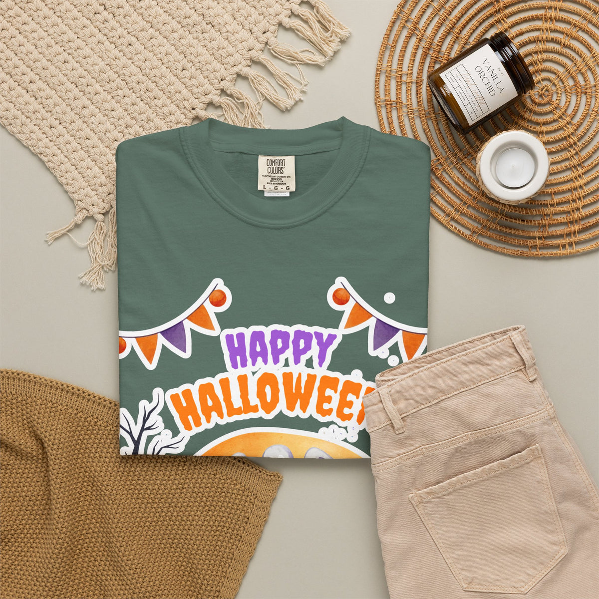 Happy Halloween T-Shirt — Ghost & Pumpkin Halloween Tee
