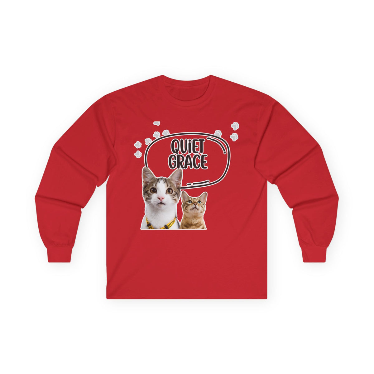 Quiet Grace Cat Long Sleeve Tee — Cute Kitty Photo Shirt