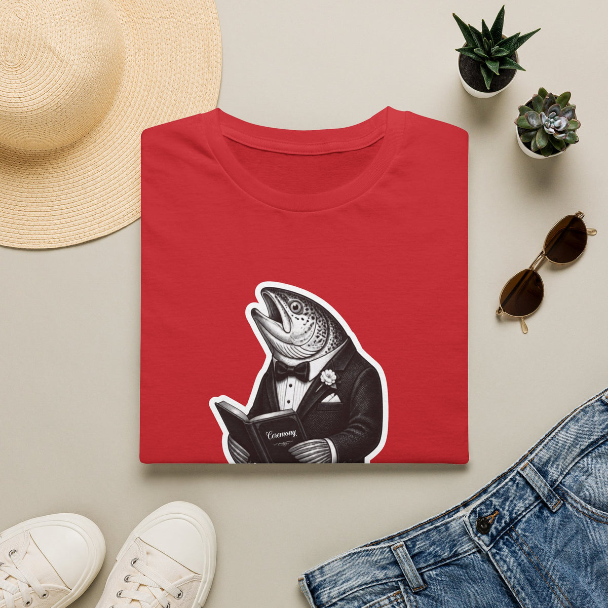 Salmon Gentleman T-Shirt — Dapper Fish Graphic Tee