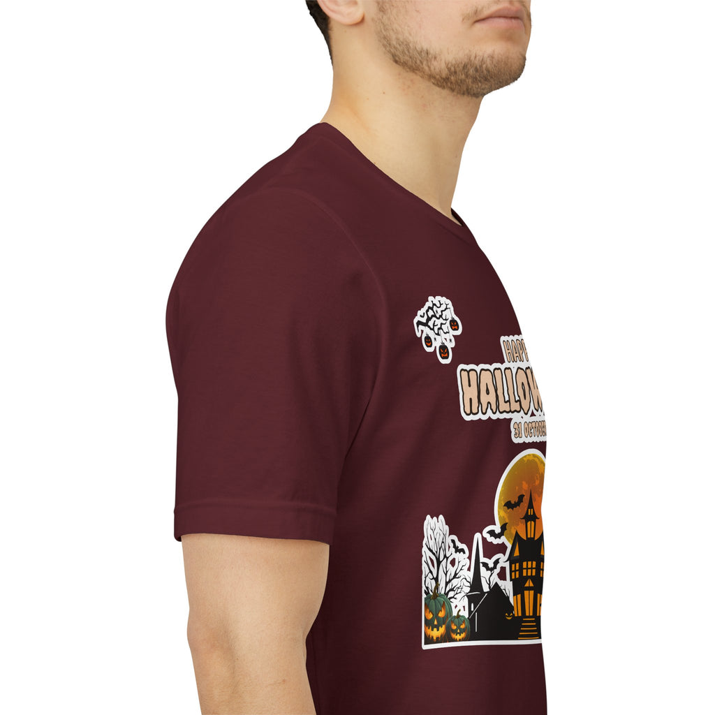 Halloween Haunted House T-Shirt — "Happy Halloween" Pumpkin Spooky Tee