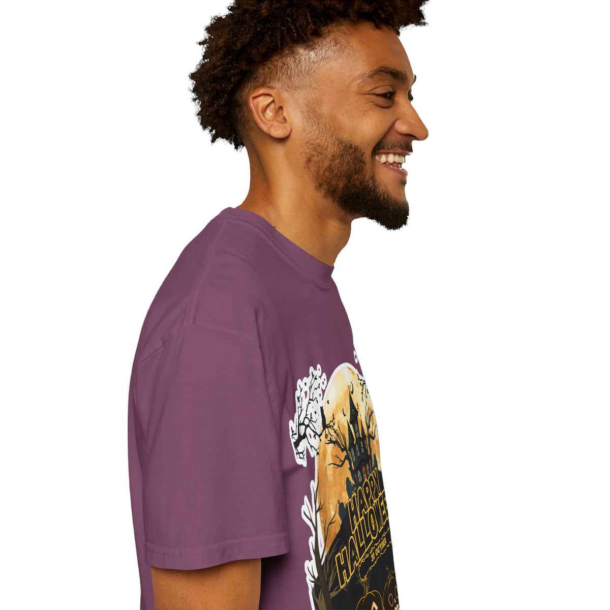 Halloween Haunted House T-Shirt — "Happy Halloween" Pumpkin Graphic Tee