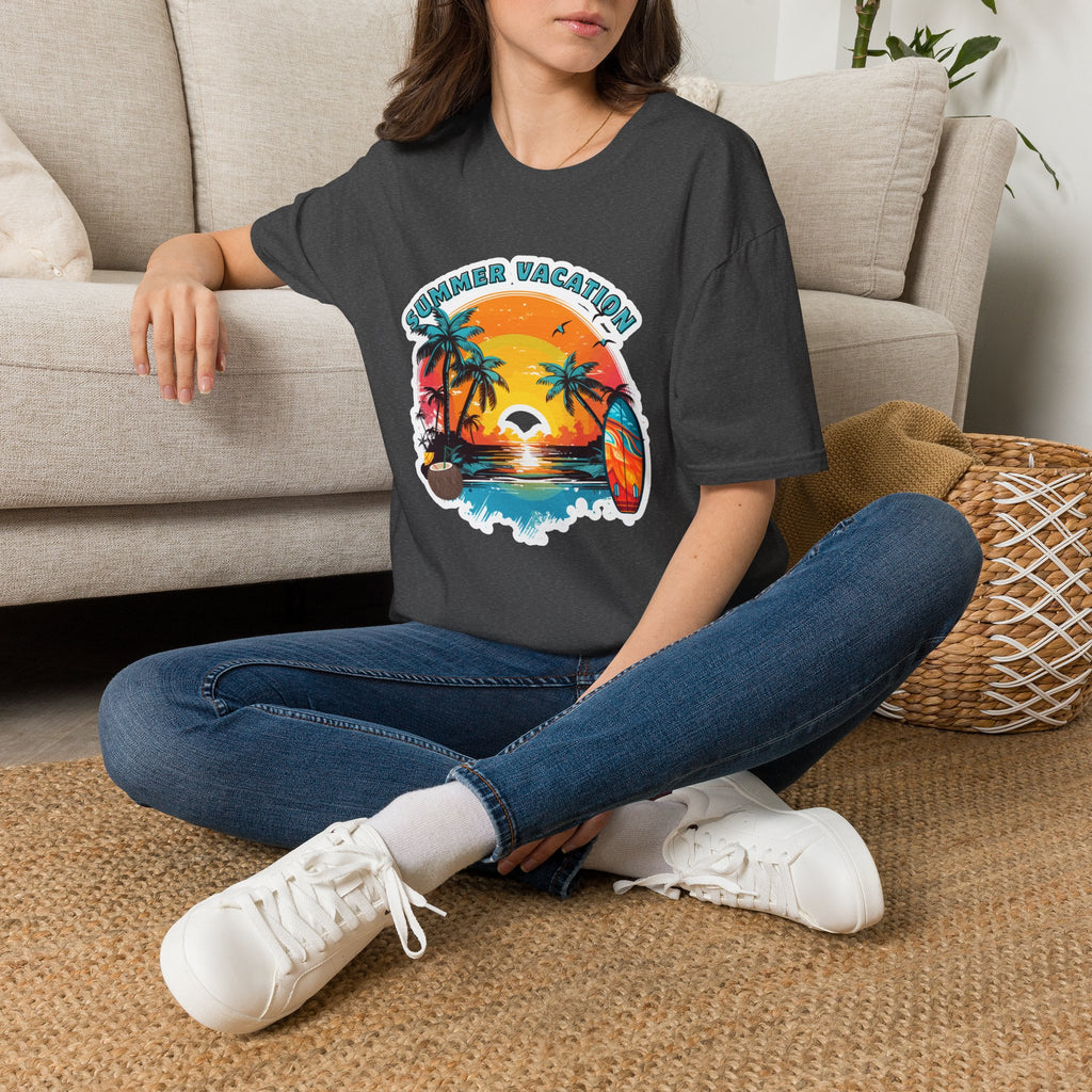 Summer Vacation T-Shirt – Tropical Sunset Surf Graphic