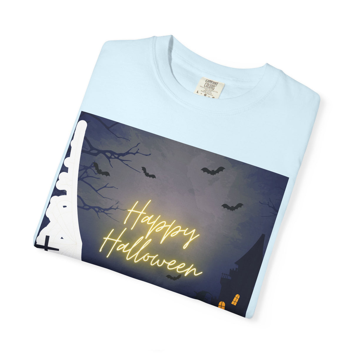 Halloween Night T-Shirt — "Happy Halloween" Haunted Graveyard Design