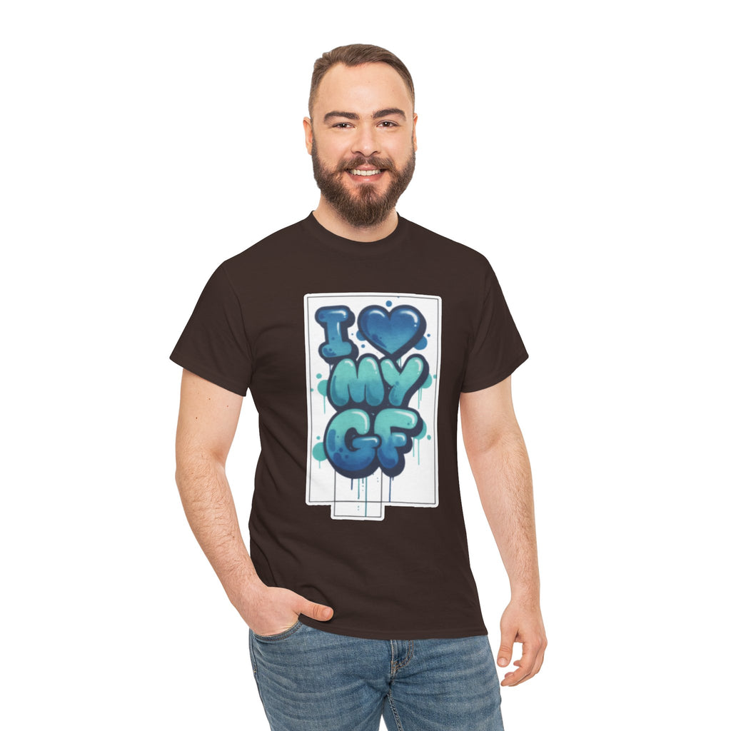 I LOVE My GF T-Shirt — Cute Blue Graffiti Love Tee for Girlfriend Gifts