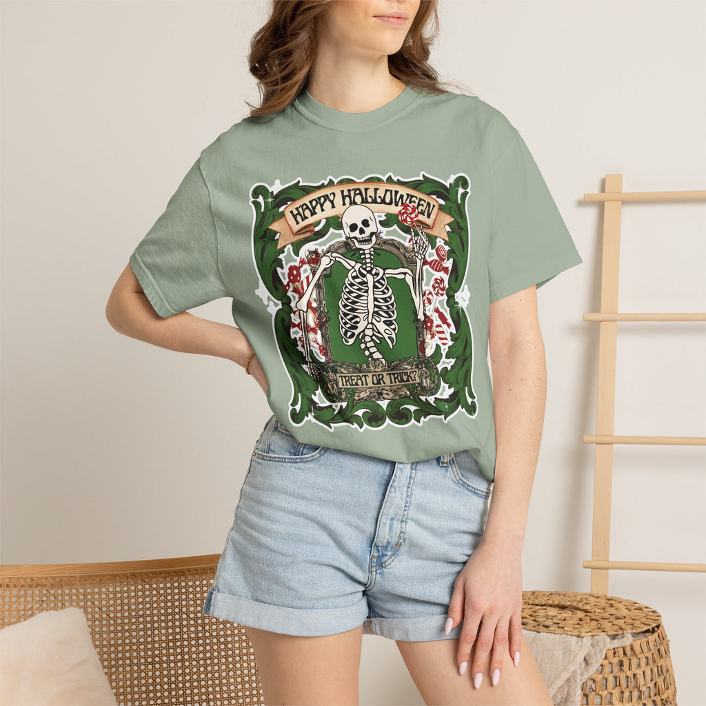 Happy Halloween Skeleton T-Shirt — Vintage Trick or Treat Graphic Tee